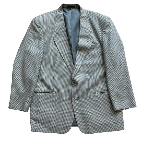 VINTAGE! PIERRE BALMAIN Paris Men's Beige Herringbone Blazer Jacket 43 Wool Silk - Picture 1 of 12